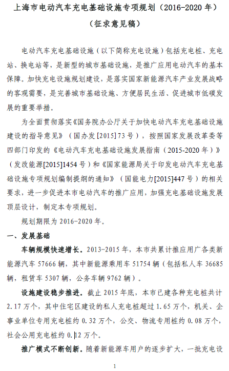 上海充电规划2020年将建充电桩超21万个