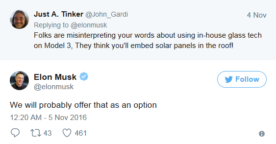 馬斯克稱特斯拉將放棄太陽能車頂的嘗試