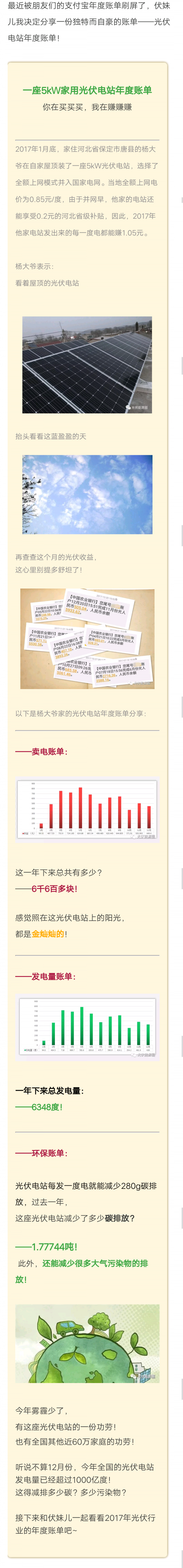 一座5kW光伏電站的年度真實收益賬單！