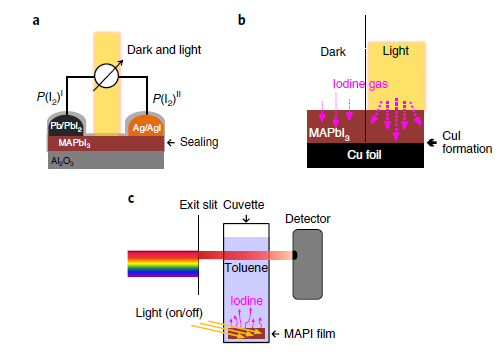 卤化物钙钛矿离子传导的可调光电效应及其对光分解的影响