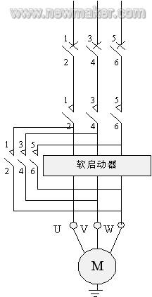 軟啟動控制電機的主電路圖