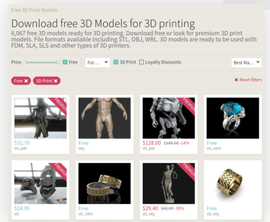 SLA3D打印机的免费模型下载网站