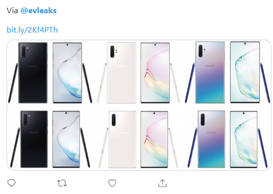 三星Galaxy Note 10首发三配色曝光，你pick哪一款？