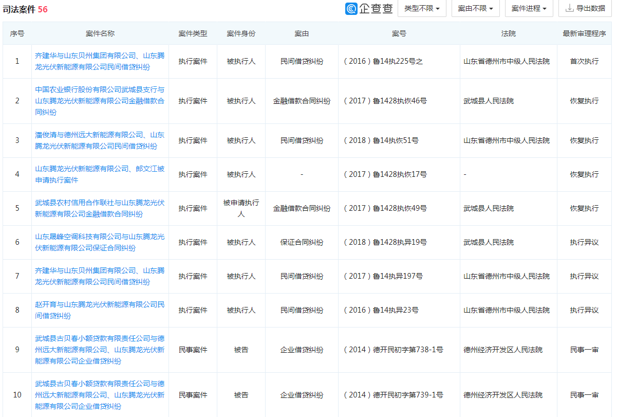 资产拍卖价981万元 山东腾龙光伏新能源有限公司宣布破产