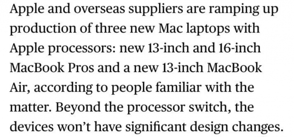 传闻苹果将在11月10日的活动上发布新款13英寸MacBook