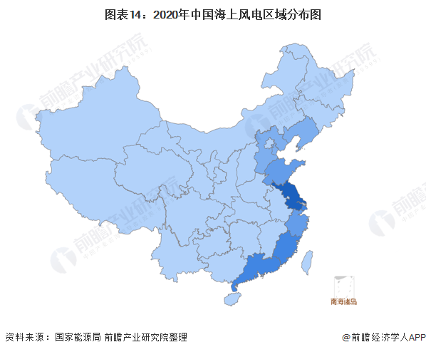 图表142020年中国海上风电区域分布图