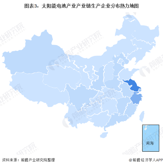 图表3太阳能电池产业产业链生产企业分布热力地图