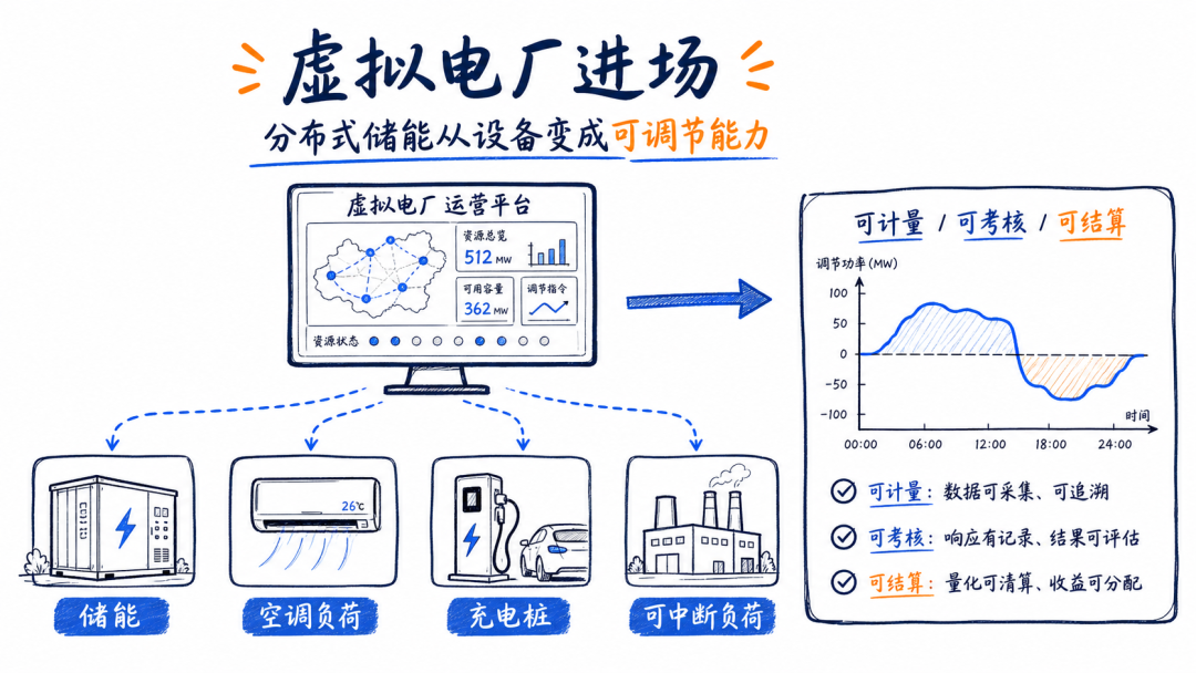 虚拟电厂把分布式储能、空调、充电桩聚合成可调节能力